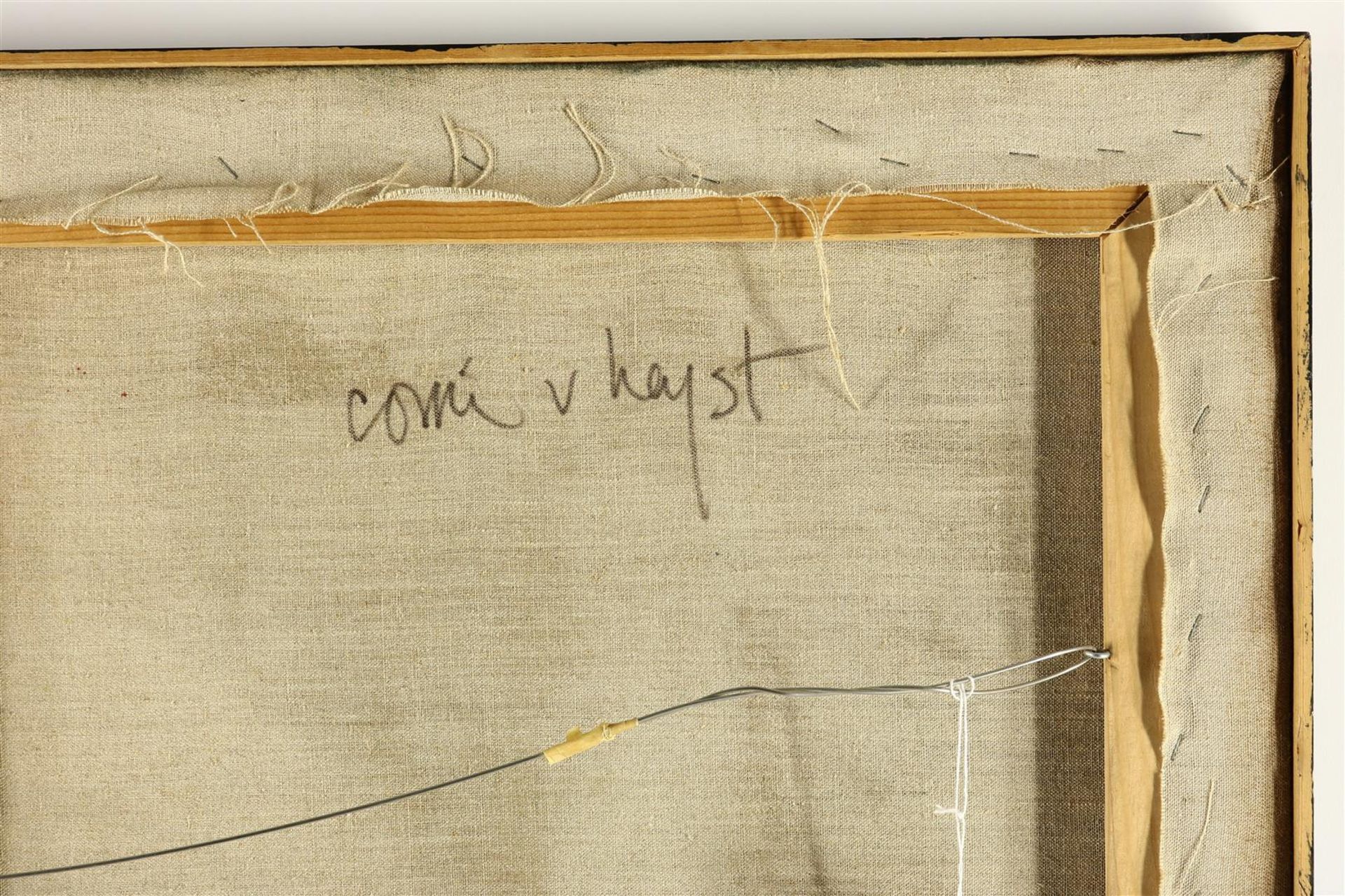 Corrie Heijst van Man with hat in white, signed bottom right and verso 'Corrie van Heijst', dated ' - Image 6 of 7