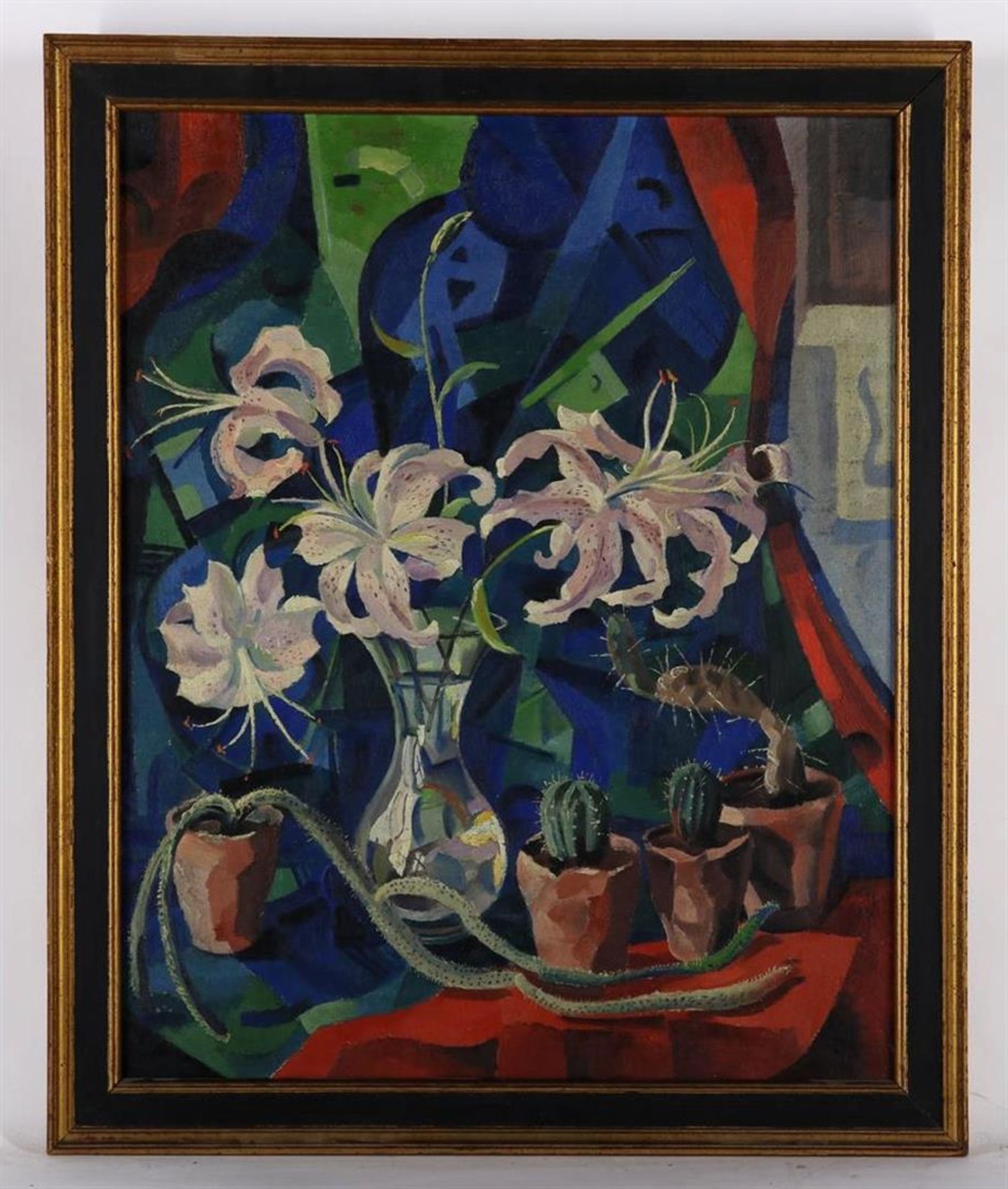 Herman Bieling (1887-1964) Flower still life with lilies and cacti, signed and dated bottom right " - Image 2 of 4