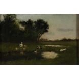 Daniel Rudolph Ruijs (1853-1913) Ducks at the water's edge, signed bottom right, panel, 10 x 16 cm.