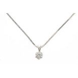 White gold necklace with a pendant set with brilliant cut diamonds of approx. 0.70 ct (measured