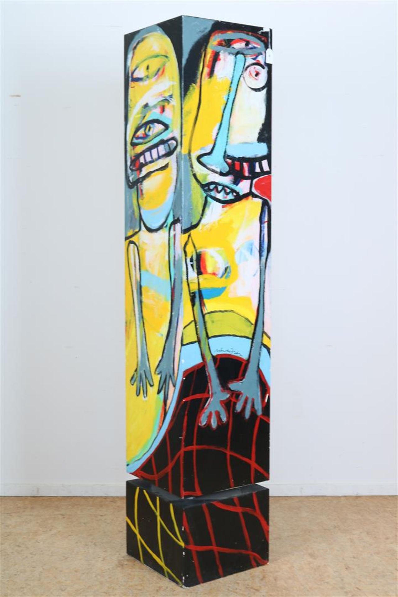 Henk Vierveijzer (1950-) 'Hands above the blankets' (pillar), signed in the center, 40 x 200 cm. - Image 3 of 4