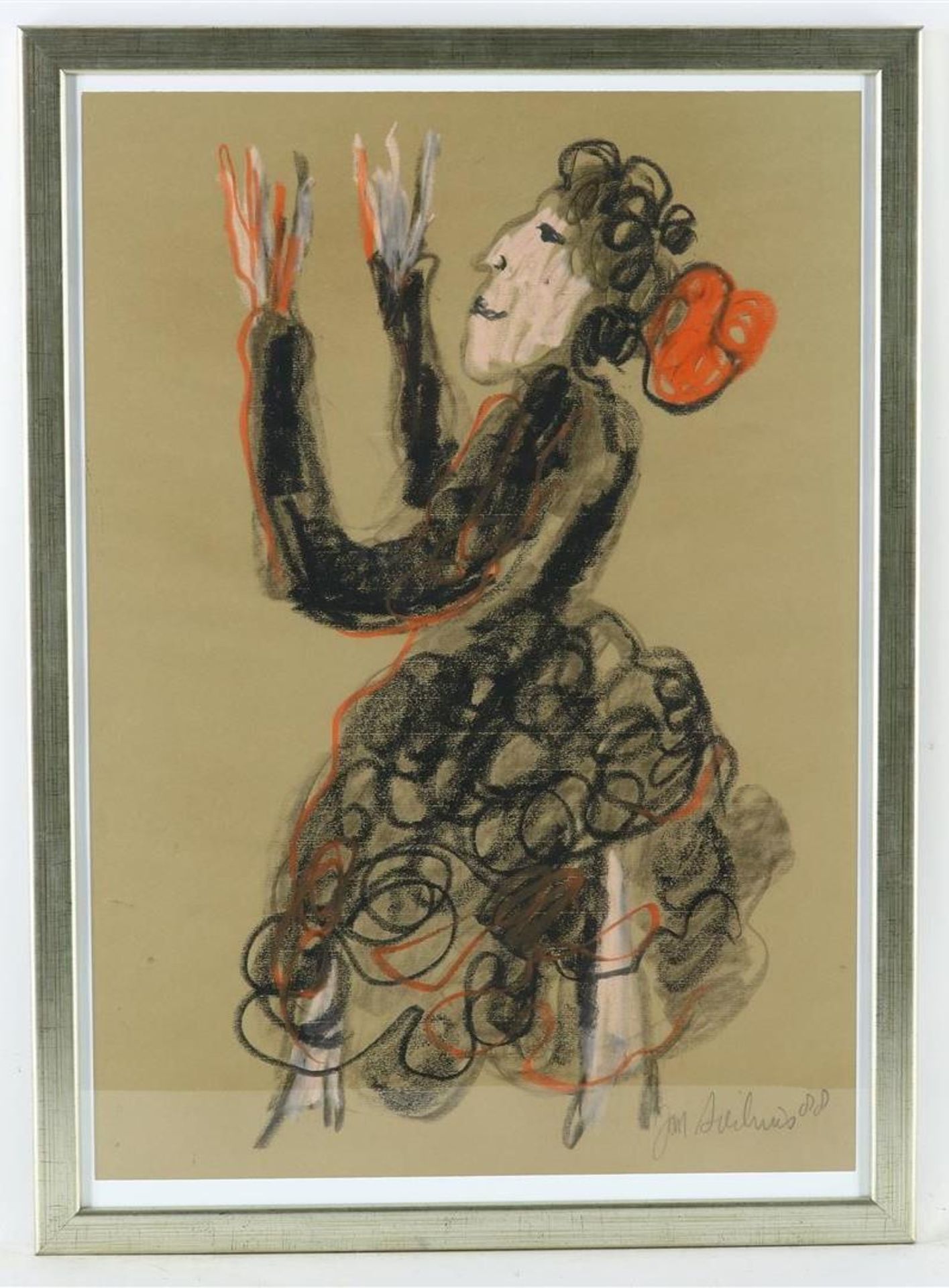 Jan Sierhuis (1928-2023) "Alegrias" Spanish Flamenco dance, signed lower right and dated '88, - Image 2 of 4