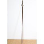 Iron halberd on a long wooden stick, length 220 cm.