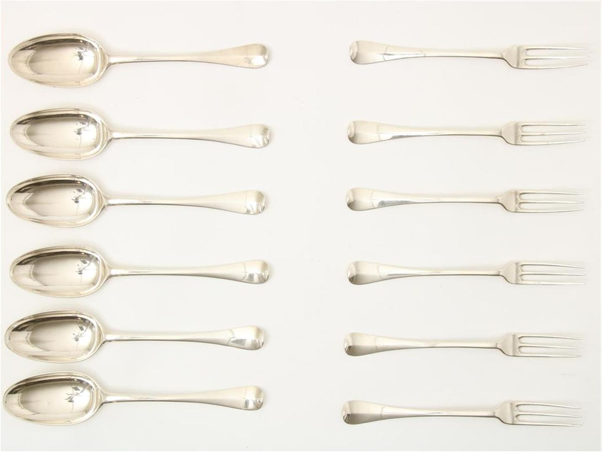 Set with 6 silver place settings, Jacob Sas II, Amsterdam, 1760