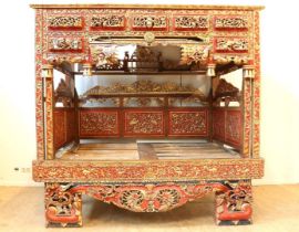 wooden traditional bedstead, East Java Indonesia,