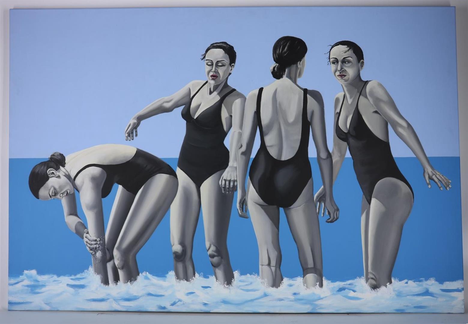 Yvonne van Woggelum (1958-) 'Bathers', unsigned, canvas 135 x 200 cm. - Image 2 of 3