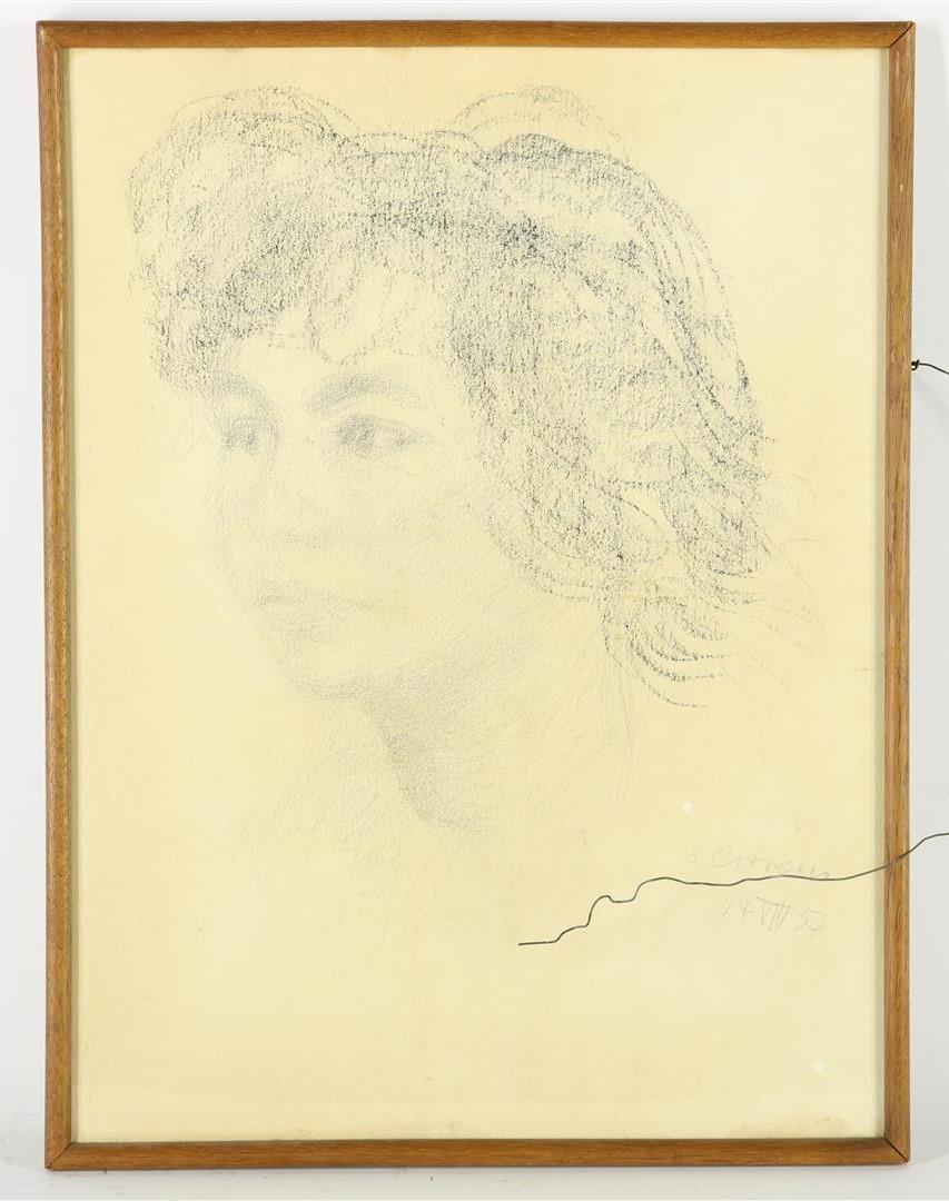 Paul Citroen (1896-1983) Two female portraits, signed and dated '50 and '57 bottom right, drawings - Image 2 of 6