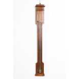 Stick barometer with mercury barometer, mercury thermometer and painted scale plate, address