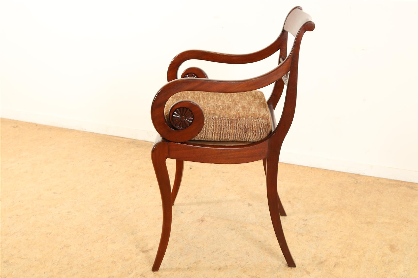Mahogany Empire office chair with fabric seat, late 19th century. - Image 2 of 4