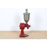 Cast iron coffee grinder with metal bean holder, factory plate Probat 's Heerenberg, height 85 cm.