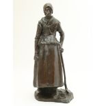 "Charles" Henri Marie van Wijk (1875-1917) Bronze sculpture of a fisherman's woman leaning on a