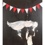 Henning Kles (1970-) Untitled, magician with bunting, signed and dated 2006 on the reverse, canvas