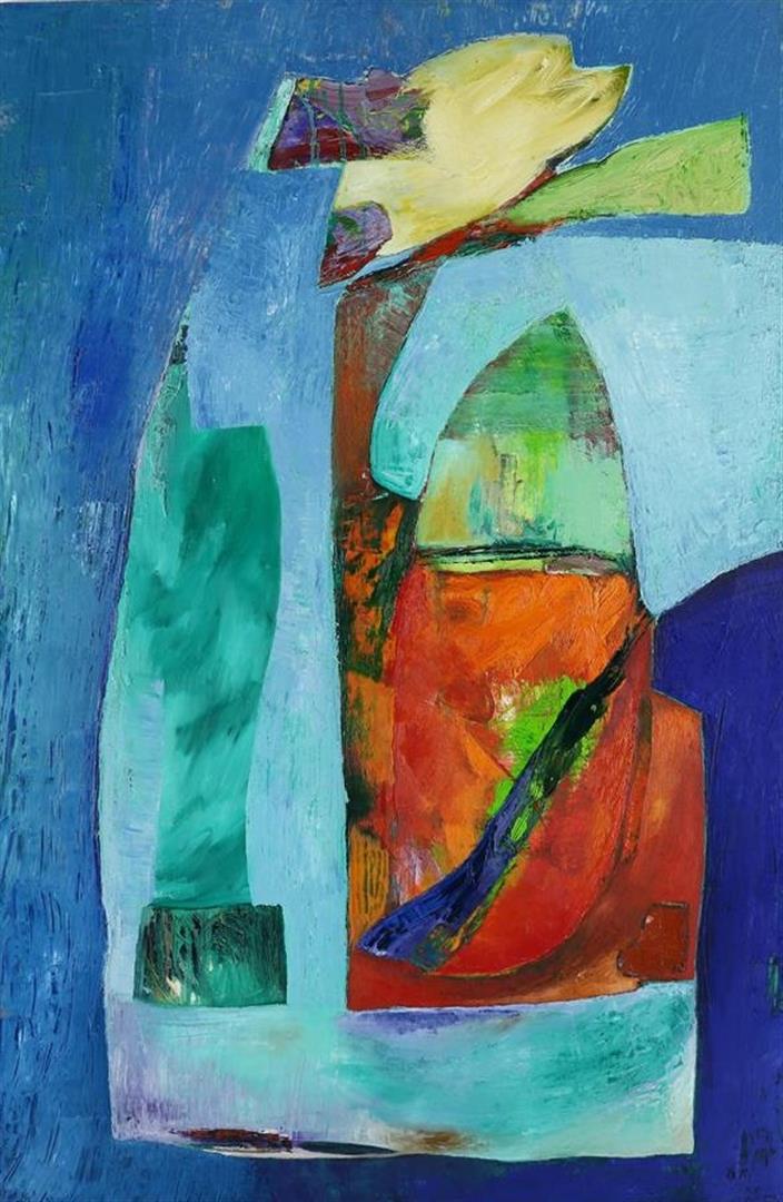 Rik Berkhout (1965-) Modern composition, verso signed and dated '97, oil on canvas, 150 x 100 cm.