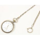 Pocket watch in partly silver case on watch chain