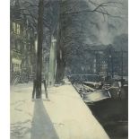 Frans Everbag (1877-1947) Prinsengracht, signed in pencil lower right, aquatint on paper, 48 x 42