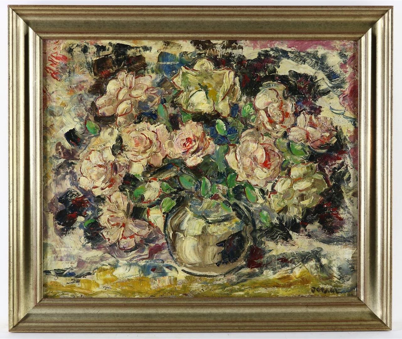 Jacobus Johannes Doeser (1884-1970) Flower still life, signed lower left, canvas 58 x 70 cm. ( - Image 2 of 4