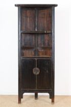 Black painted elm corner cabinet