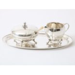 Silver cream set, Zilverfabriek Hooykaas, Schoonhoven, 1956