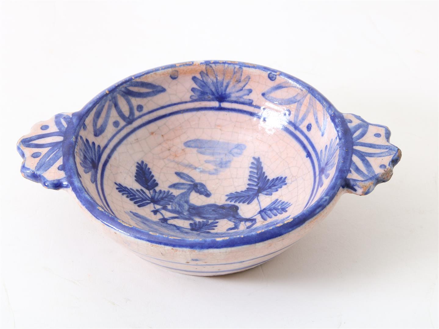 Majolica porridge bowl, Southern Europe, probably 19th century, diameter 13 cm. - Image 2 of 4