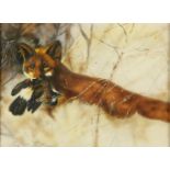 Signed 'K.S' Fox with prey