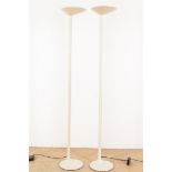 Set of white metal design floor lamps, Italy 1970s, height 190 cm.