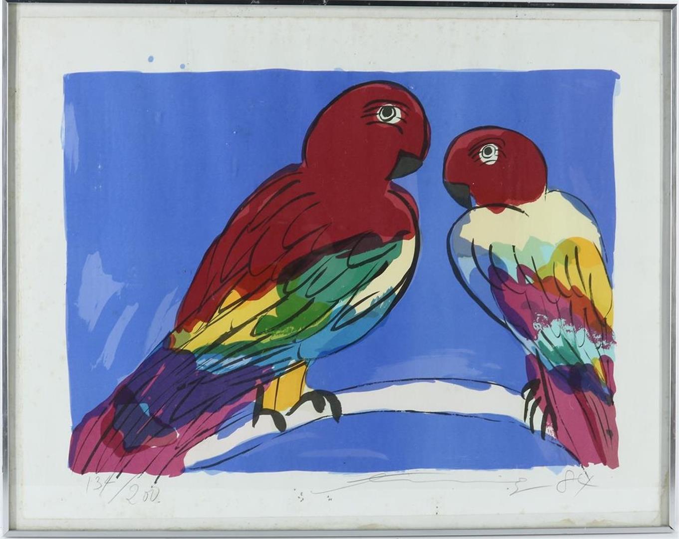 Walasse Ting (1929-2010) Two parrots, signed lower right and dated 1982, lithograph 134/200, 63 x 80 - Image 2 of 5