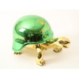 Diederik van Apple (1985-) 'Golden Peace Turtle', polystone gold sprayed turtle with a helmetal