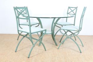 set of 4 chairs and table, Pierre Vandell
