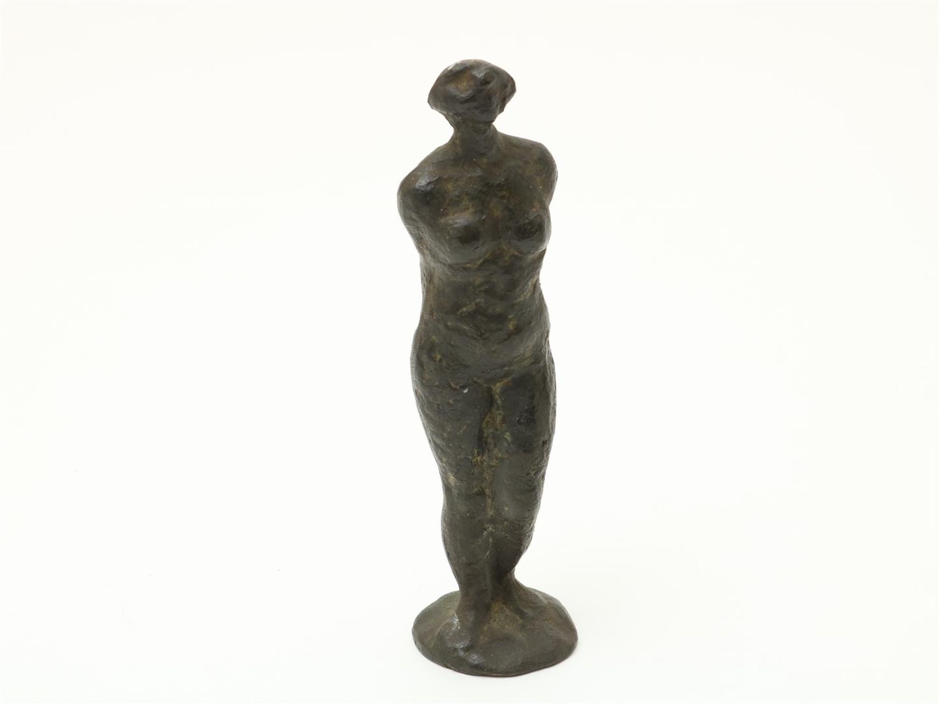 Ed van Teeseling (1924-2008) Standing nude, bronze sculpture, height 20 cm.
