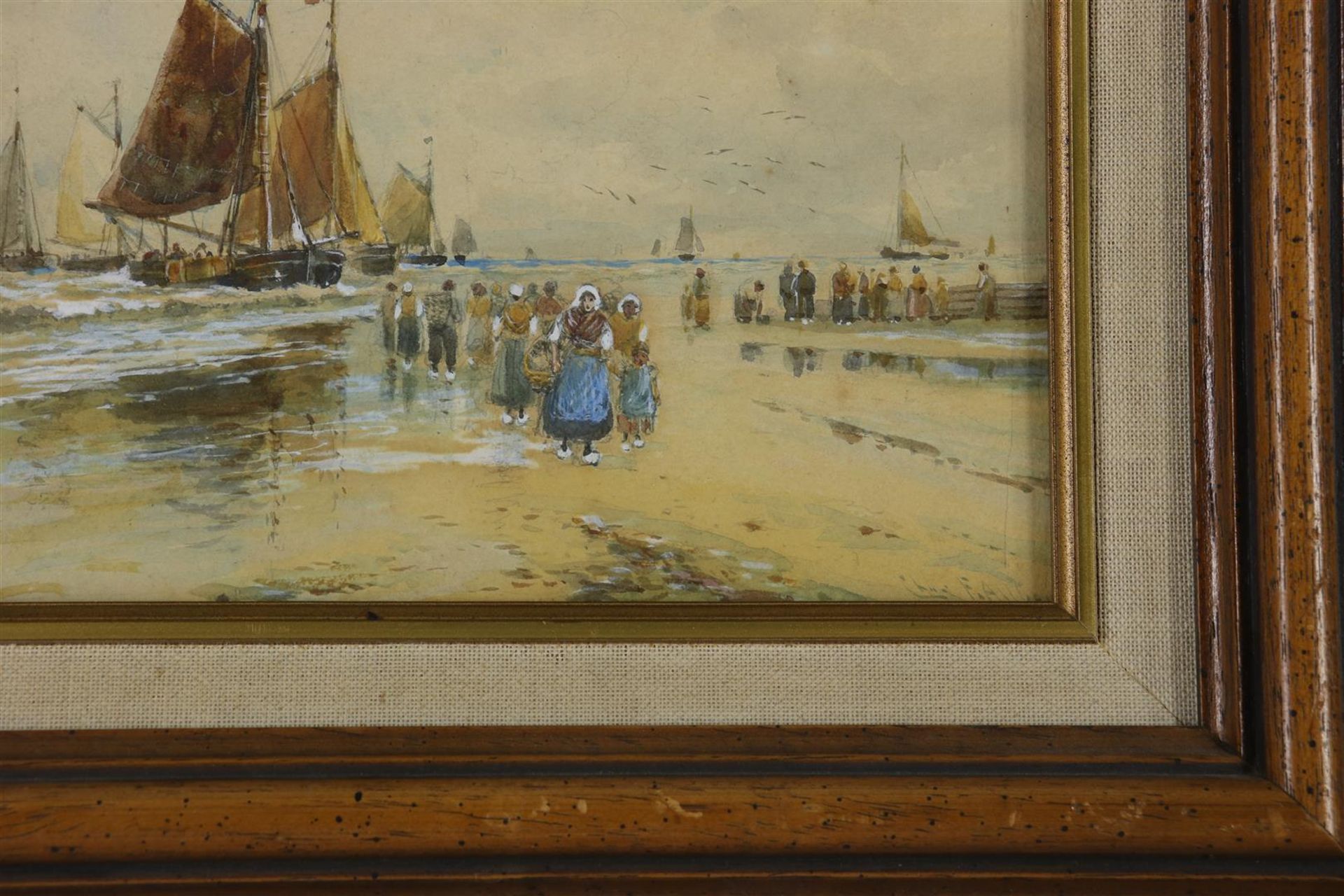 Charles Frederick Allbon (1856-1926) Fishermen on the beach (2x), signed lower right and left. - Image 4 of 5
