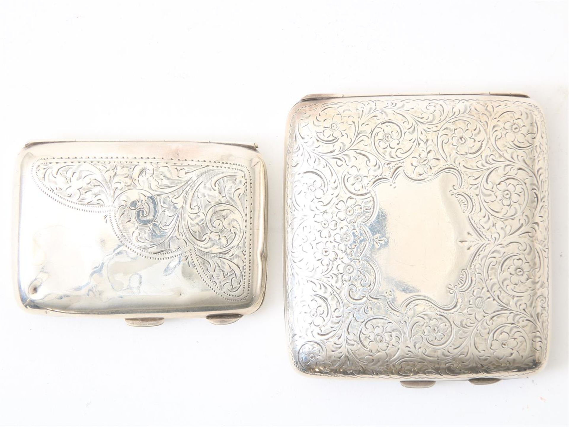 Two silver tobacco boxes, one with a miniature portrait, grade 925/000, England