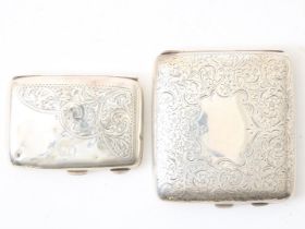 Two silver tobacco boxes, Birmingham, England, 1922 and 1908