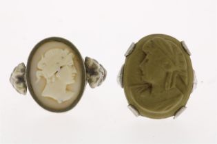 Two silver rings with cameo