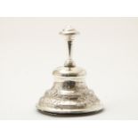 Partly silver table bell decorated with rosettes, grade 835/000, maker's mark: "2SH": Gerbinus