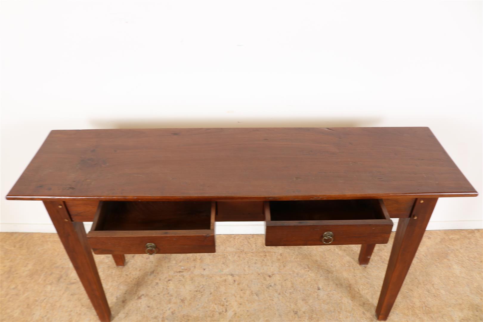 Teak console table with 2 drawers, on tapered legs, Indonesia, 75 x 148 x 40 cm. - Image 5 of 5