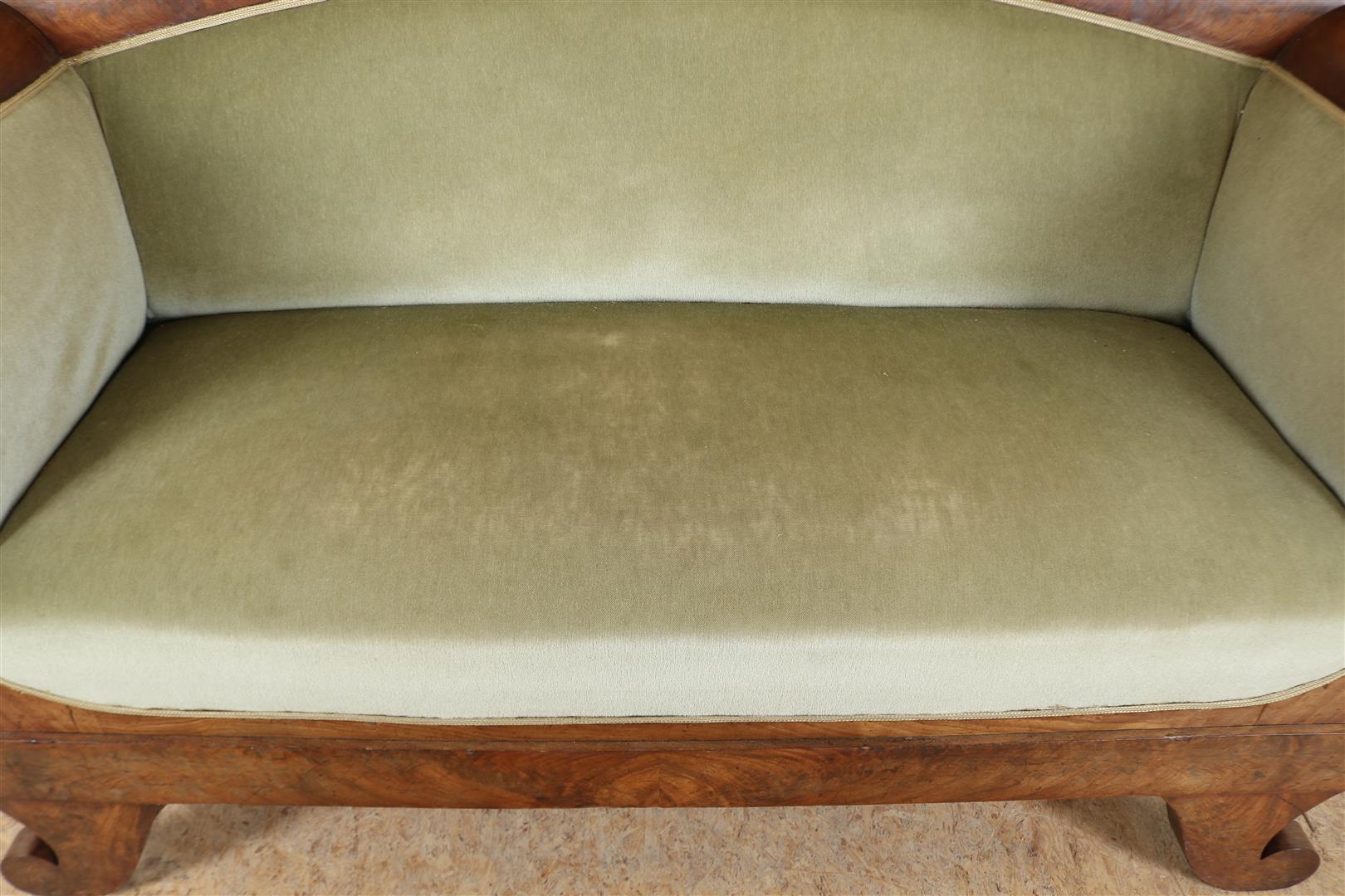 Mahogany Empire sofa in green velvet, 19th century, 100 x 185 x 68 cm. - Image 5 of 5