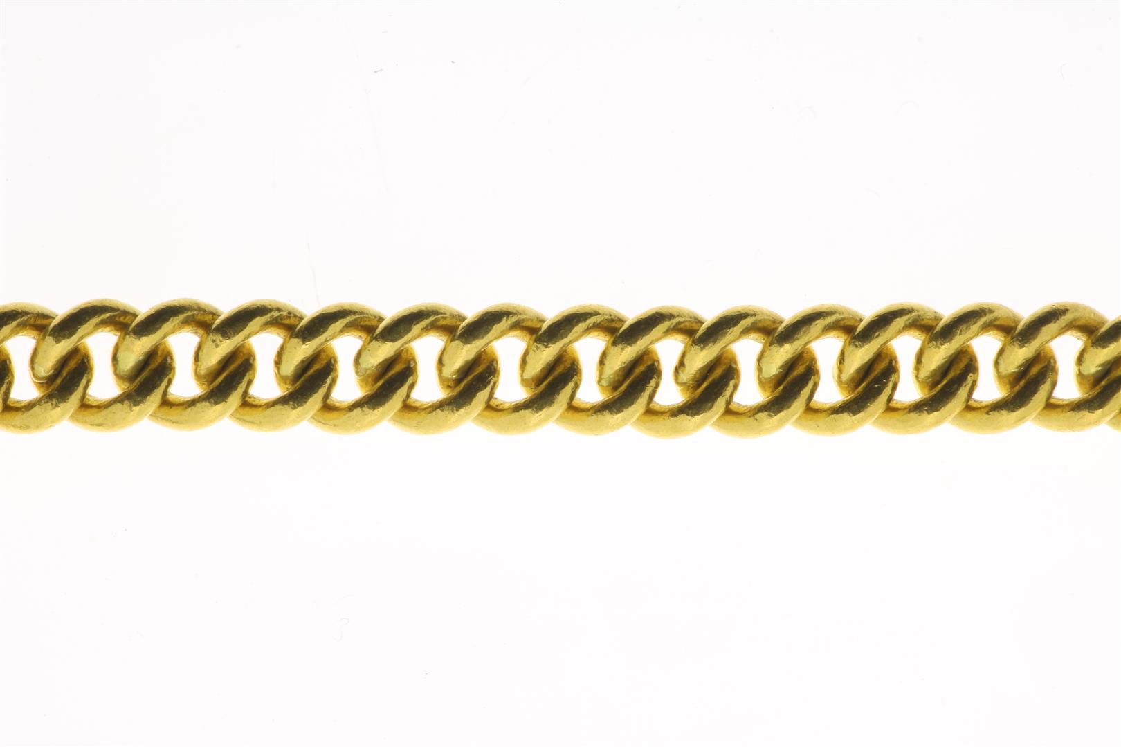 Yellow gold solid gourmet link bracelet, heather. 916/000, gross weight 53 grams, length 17 cm.