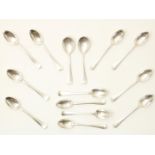Twelve silver coffee spoons with Dutch smooth, grade 925/000, maker's mark: "xWH", Willem Albertus