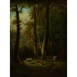 Possibly Jan Willem van Borselen, Forest view, unsigned, Dutch school, oil on panel 36 x 28 cm.
