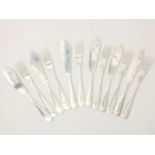 Series of 6 silver fish cutlery, grade 835/000, maker's mark: "GG": GerritRegtdoorzee Greup,