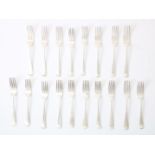 Lot with 18 silver forks, England, 19th century