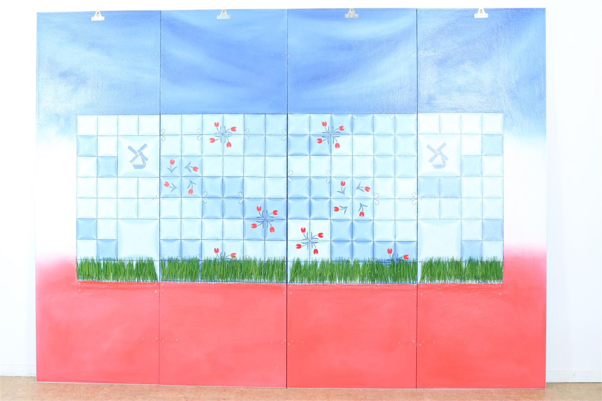 'Tulip', four-panel / folding screen, mixed technique on MDF, 4 panels of 180 x 60 cm. Can be - Image 2 of 5