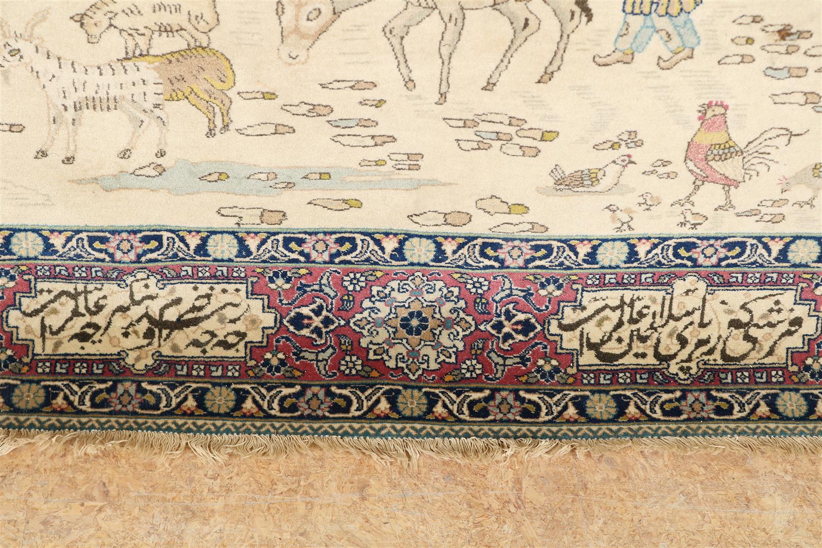 Wool and cotton tapestry, Tabriz, origin Azerbaijan Northwest Persia, with decor of Persian - Image 8 of 14
