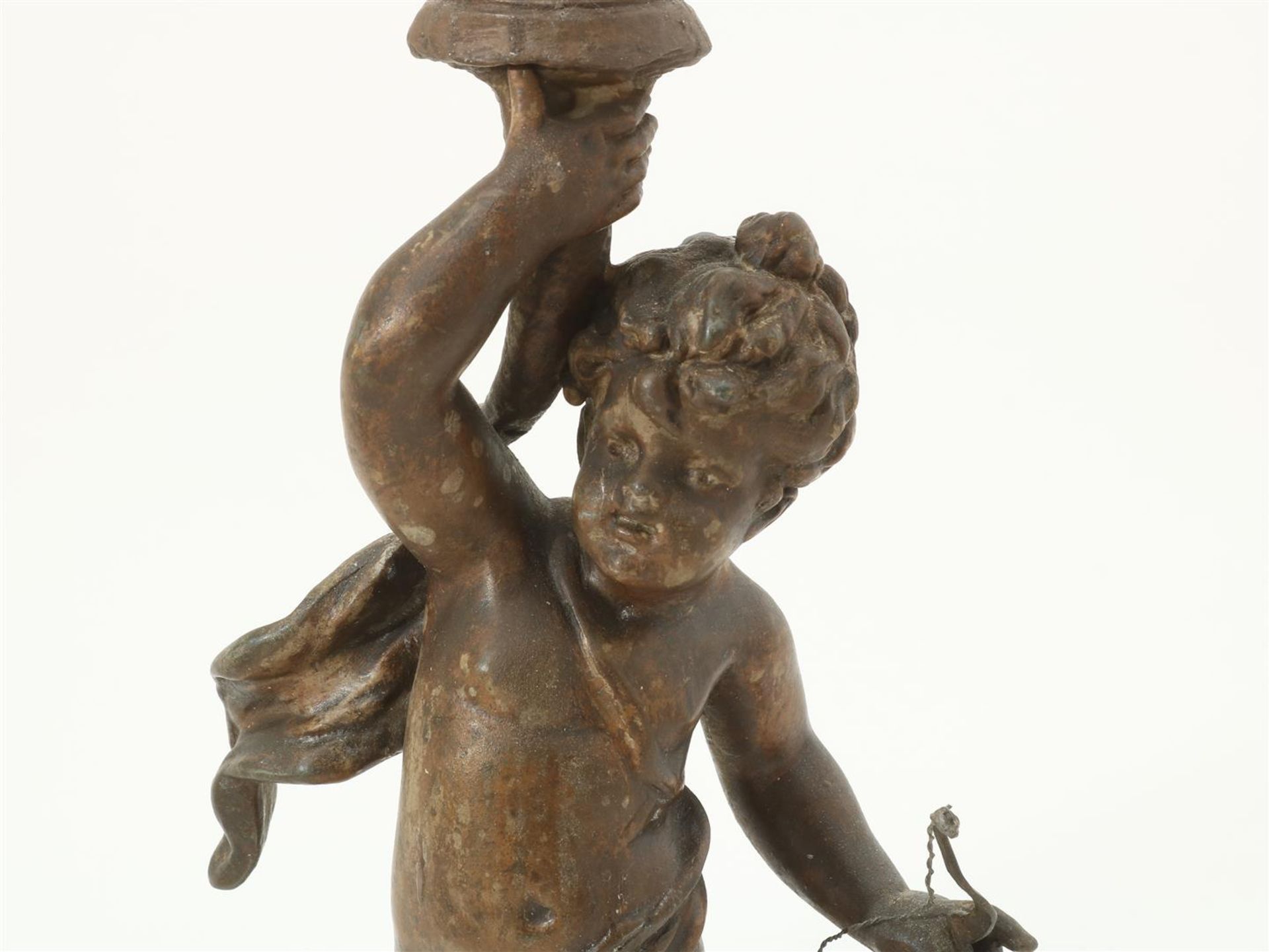 Lot of 2 putto sculptures with candlestick - Bild 5 aus 5