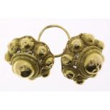 Yellow gold filigree decorated collar buttons, regional jewel for men, grade 585/000, 19th