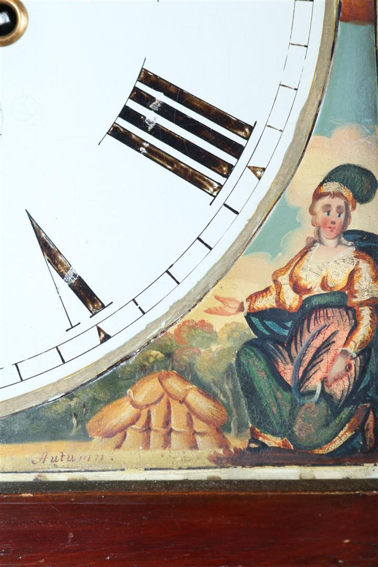 Longcase watch with painted dial, images of "David Playing before Saul" and the 4 seasons, England - Image 9 of 10