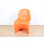 Orange plastic design chair, model: Panton Chair, designer: Verner Panton, for: Vitra, marked with