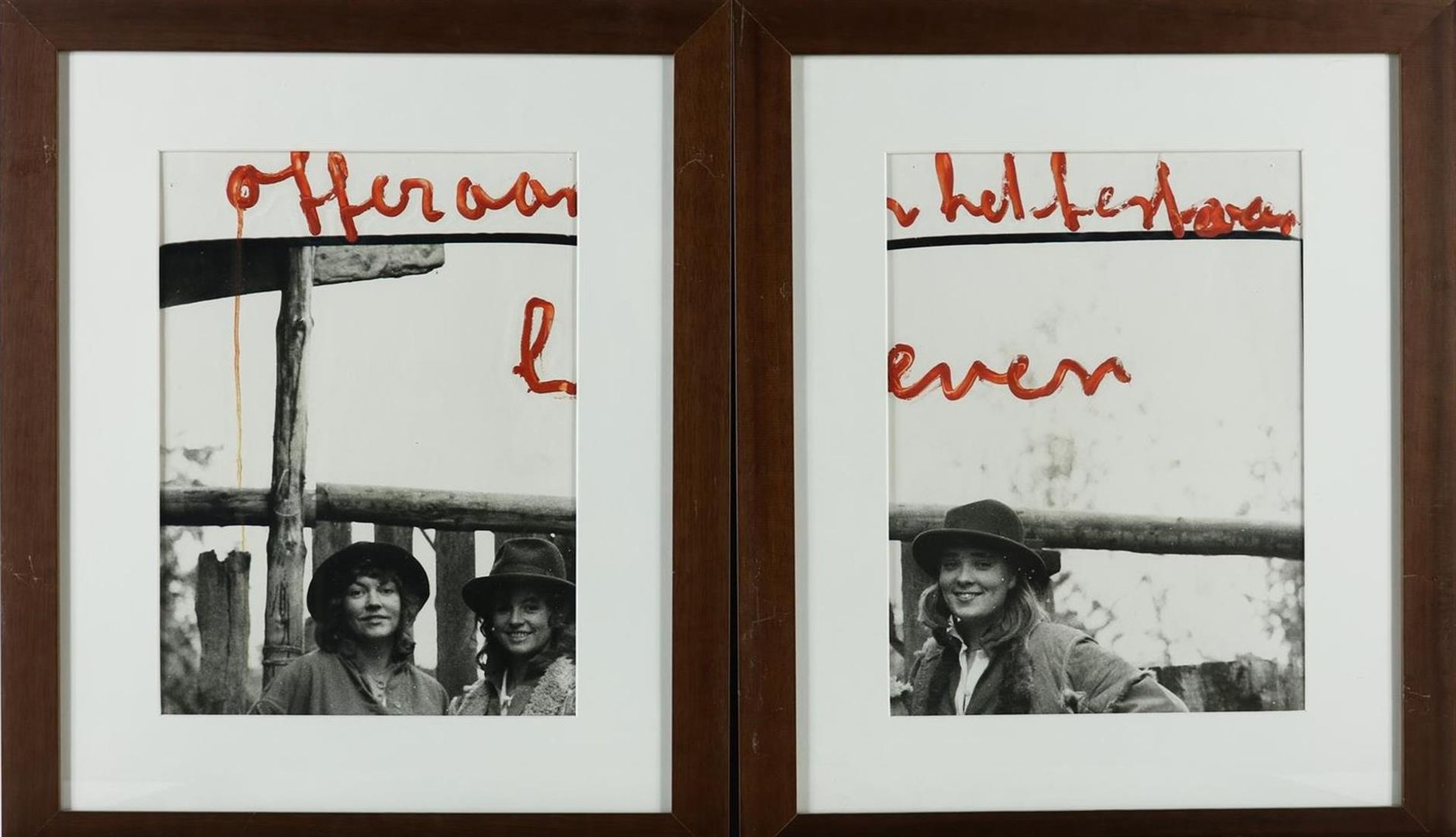 Anton Heyboer (1924-2005) Quadriptych, photo collage of his wives with painted text 'sacrifice to - Image 2 of 4