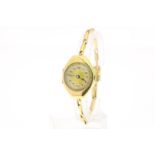 Gold ladies wristwatch with thin link strap, with Arabic numerals, grade 585/000, gross weight 17