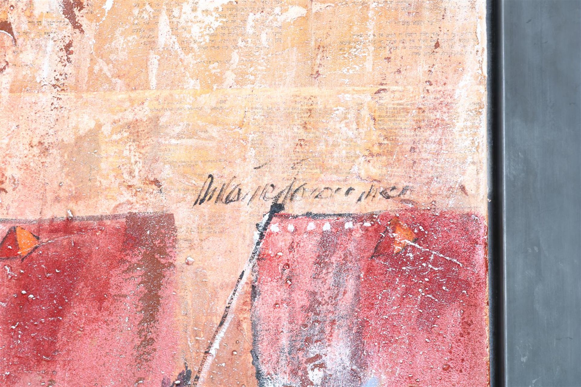 Antonio Poioumen (1946-) 'From Egypt', signed top right, mixed media on canvas 220 x 220 cm. - Image 3 of 4